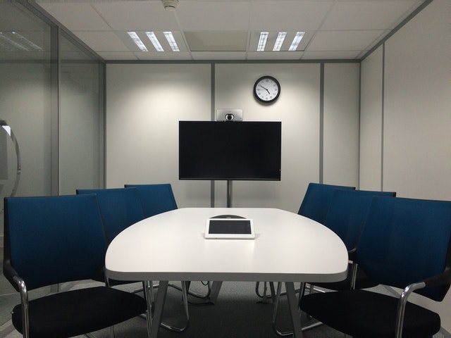 well-lighted meeting room